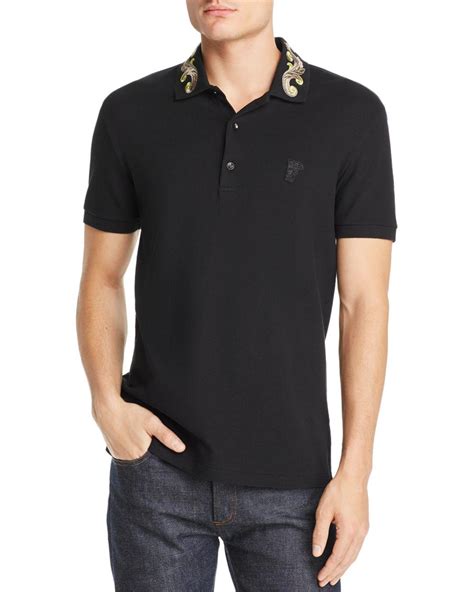 versus versace black zip polo shirt|Versace polo shirts for men.